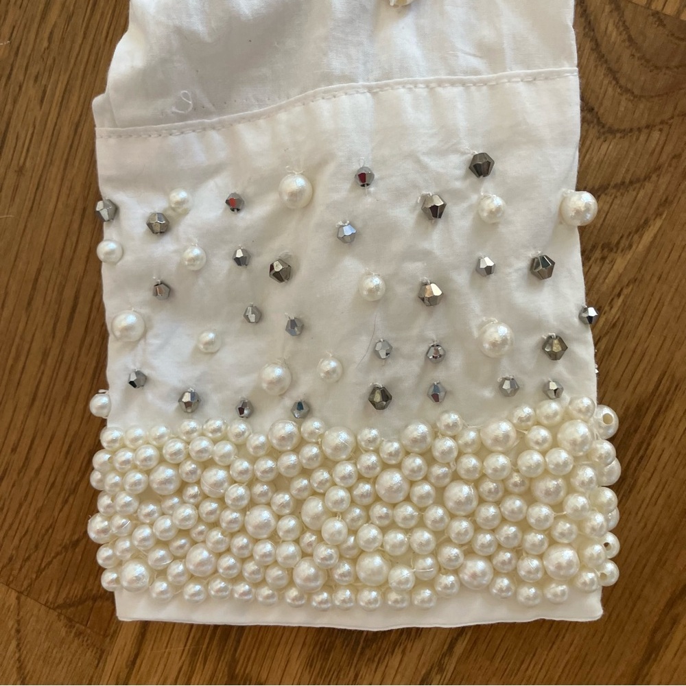NWT Maeve Anthropologie Shirt Women's Large Bennet Pearl Embellished White - Picture 5 of 11